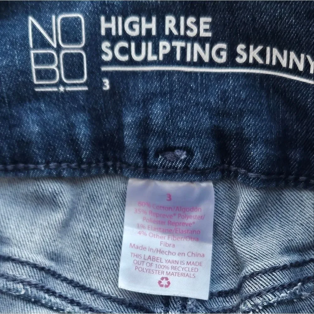 NOBO No Boundaries High Rise Sculpting Skinny Jean Distressed new no tags Size 3